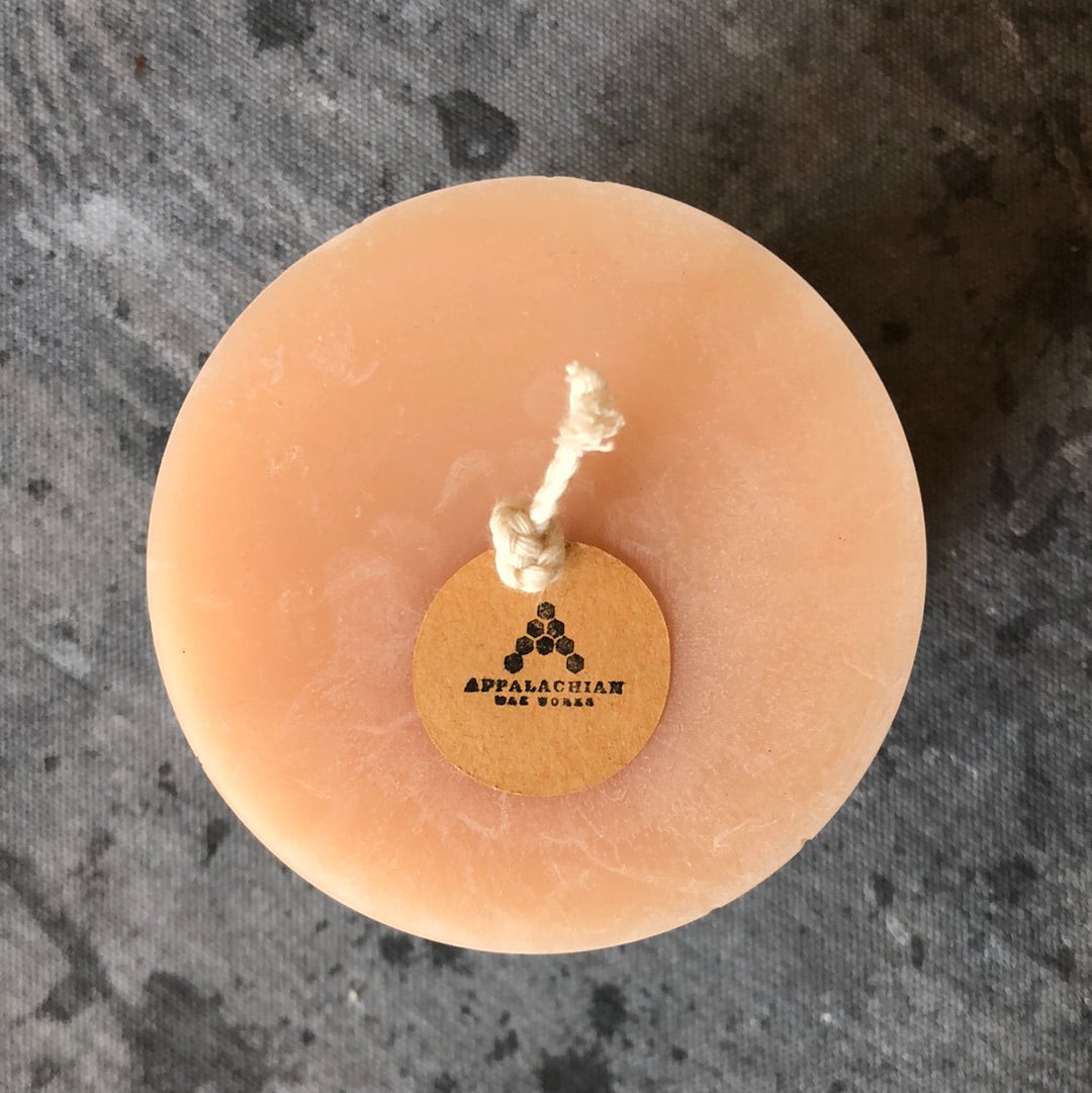 3x3 Blush Beeswax Pillar Candle - Appalachian Wax Works