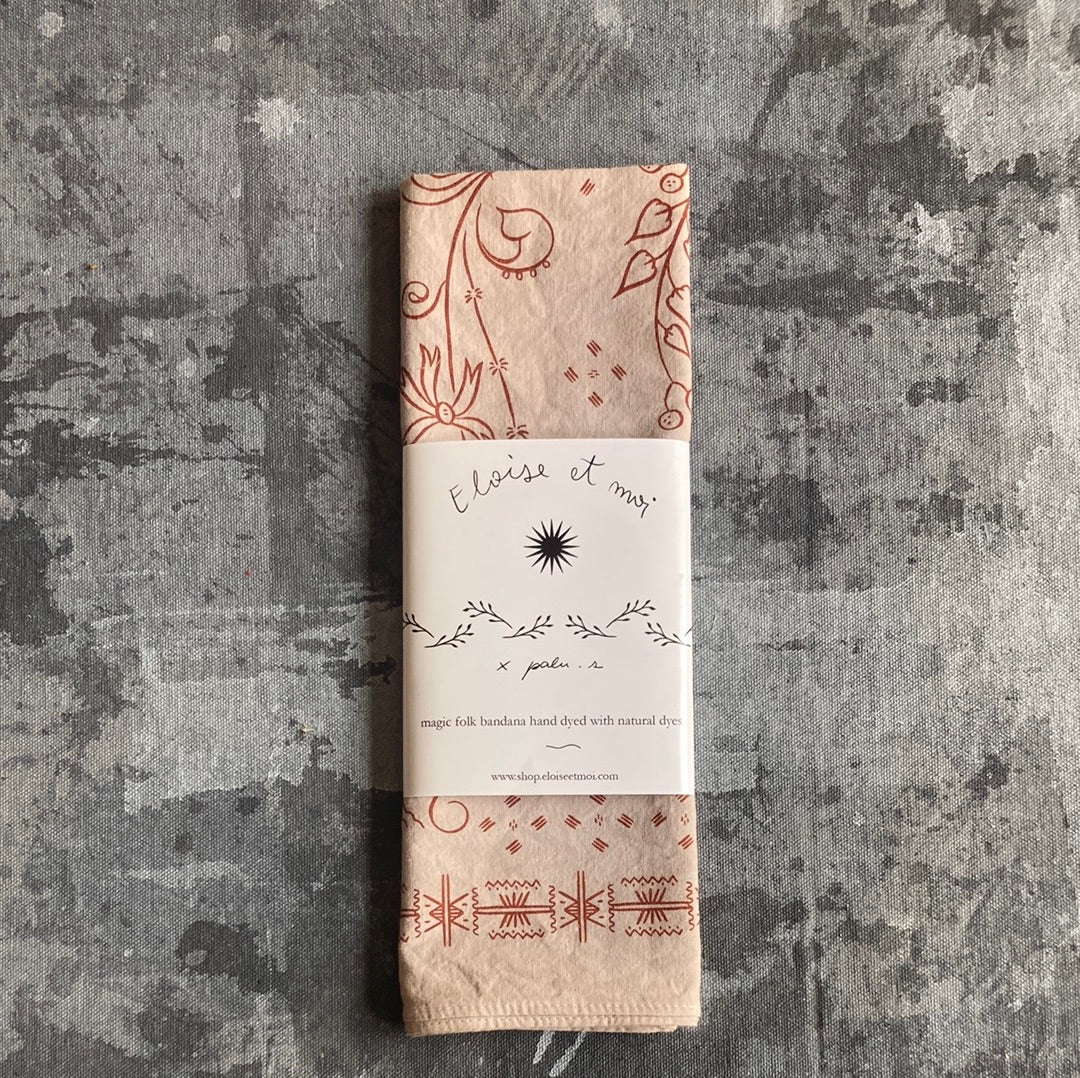 Desert Clay Plant dyed Folk Bandana - Eloise et Moi