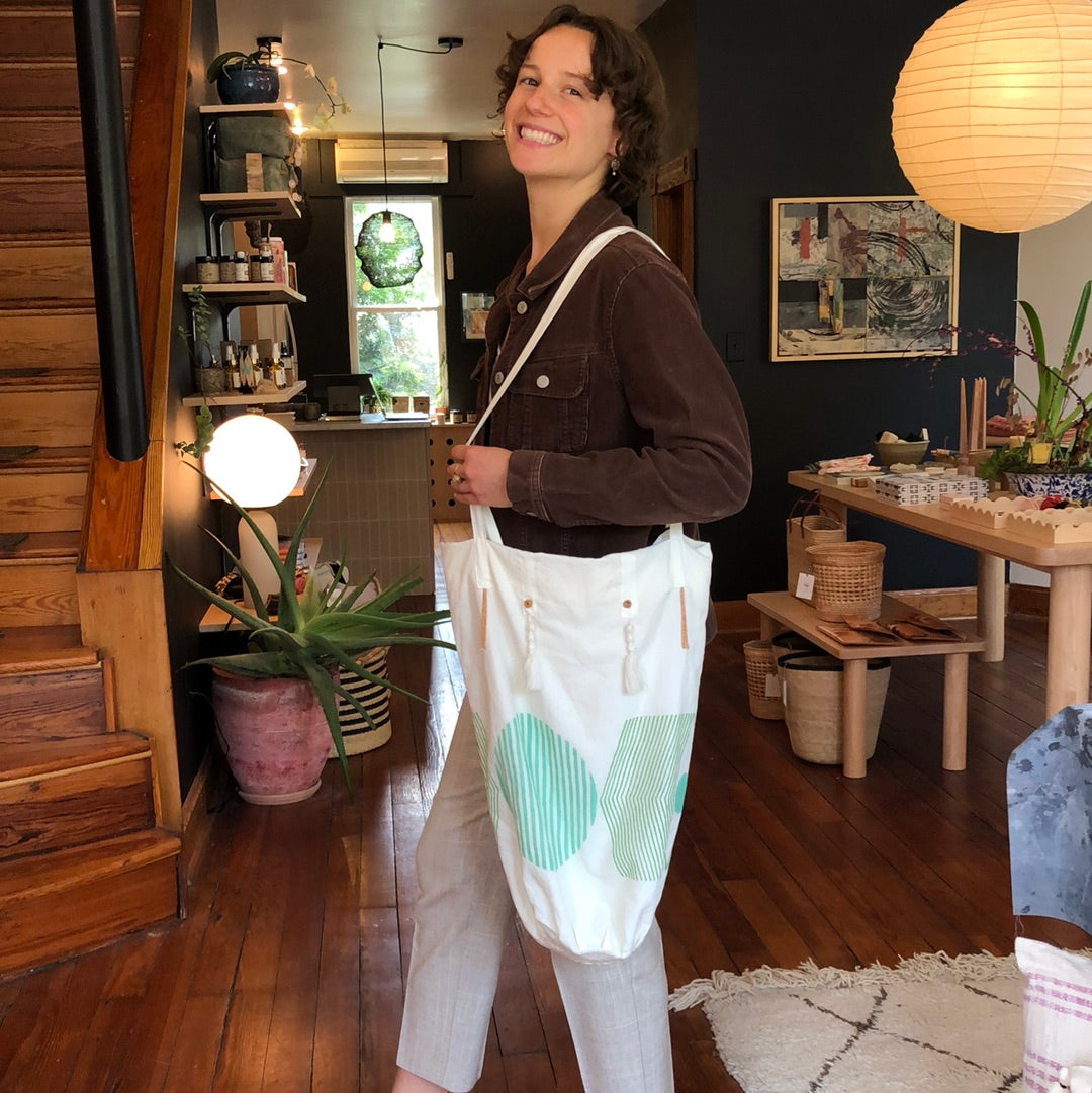 Ajna block printed totes by Tulsi