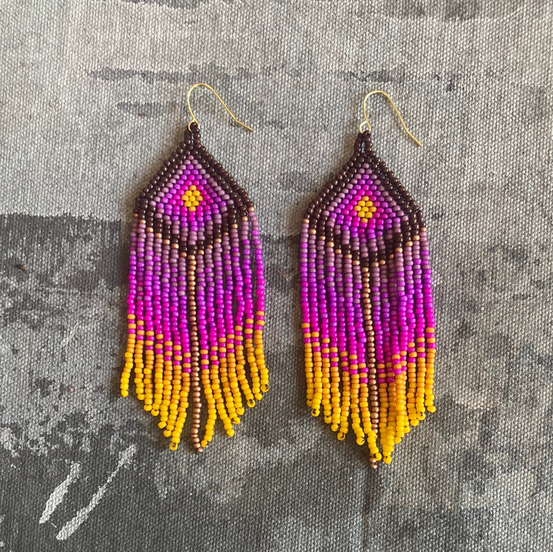 Pink & Yellow Beaded Earrings by Laura Witt