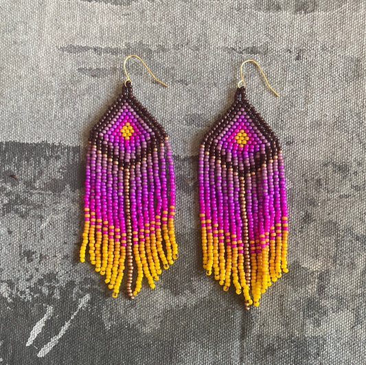 Pink & Yellow Beaded Earrings by Laura Witt