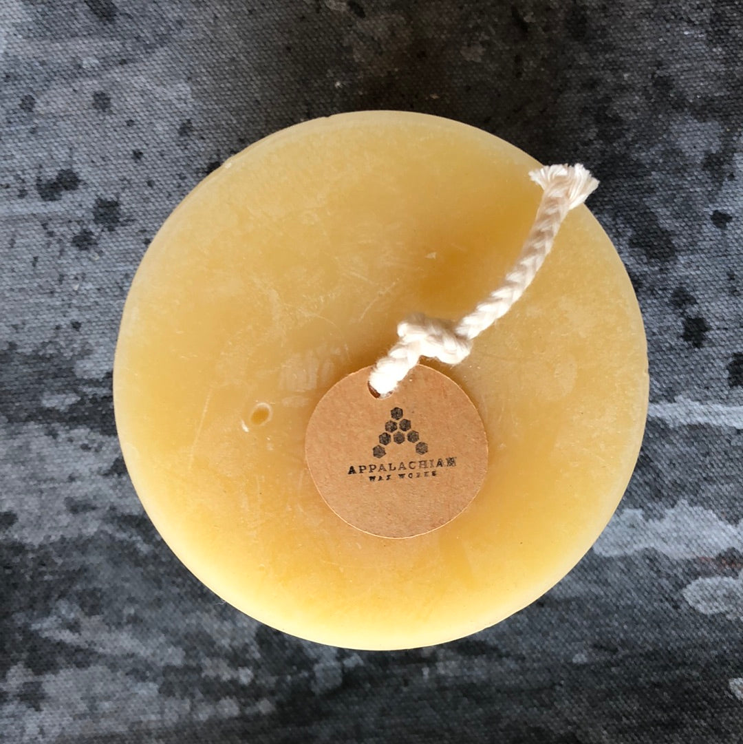 3x3 natural beeswax pillar - Appalachian Wax Works