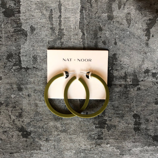 Zuri Hoops In Olive by Nat & Noor