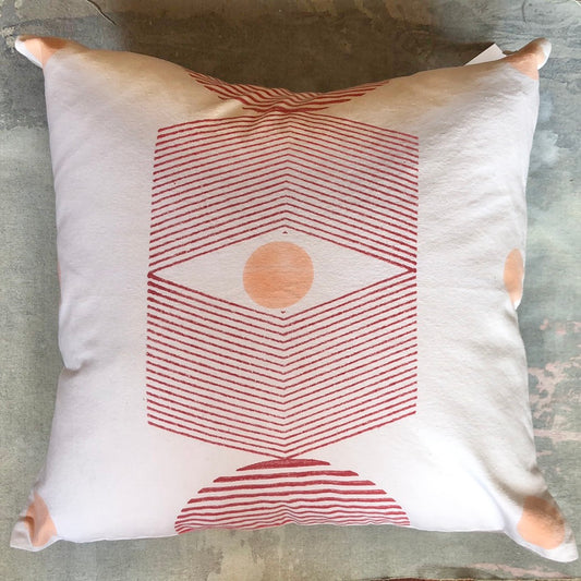 Ajna Red Hand Block Printed Pillow by Tulsi