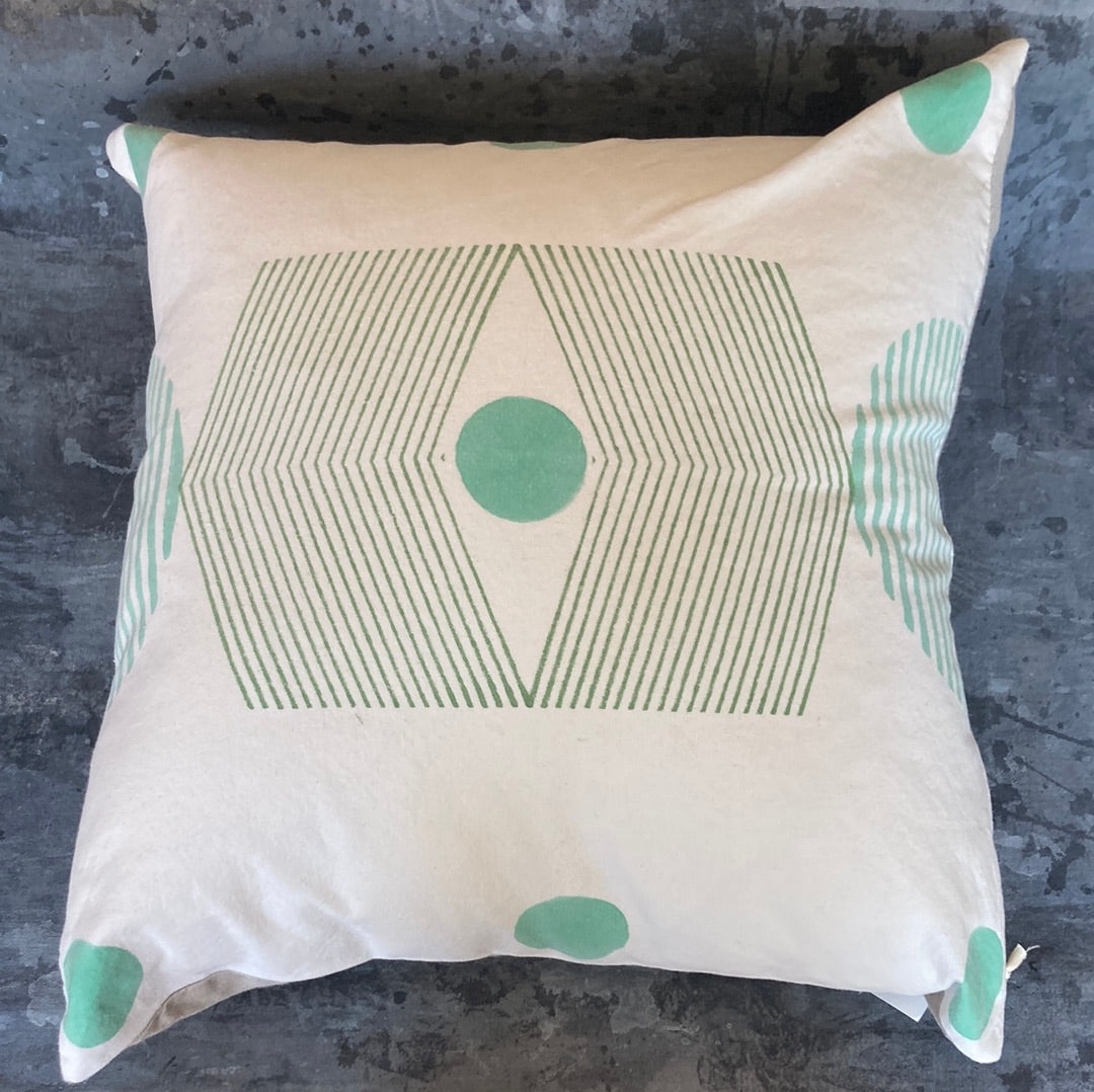 Ajna Green Hand Block Printed Pillows by Tulsi