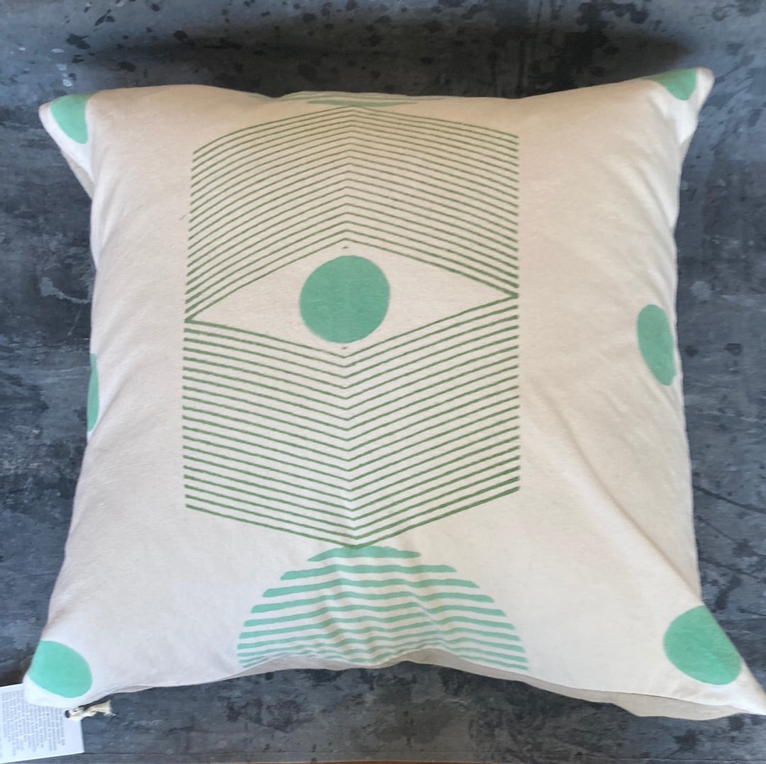 Ajna Green Hand Block Printed Pillows by Tulsi